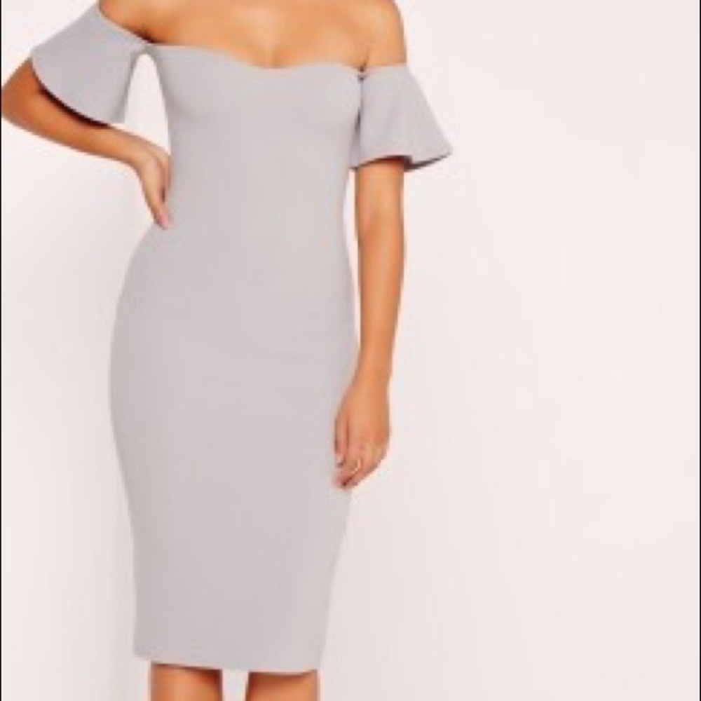 Misguided Bardot bodycon midi dress